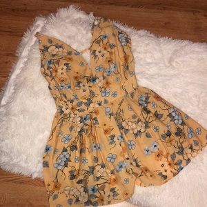yellow floral romper worn once